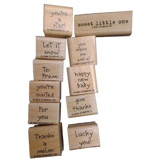 Stampin' Up! Tiny Talk Sayings Quotes Wood Rubber Stamp Set 11 - Picture 1 of 2